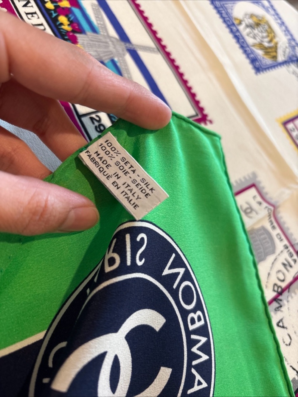 Chanel Scarf Stamps 100% Silk made in Italy - Picture 9 of 10